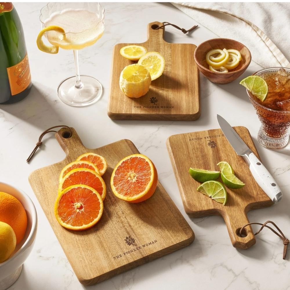 💜 New 2025 Pioneer Woman Acacia Wood  French Cutting Boards